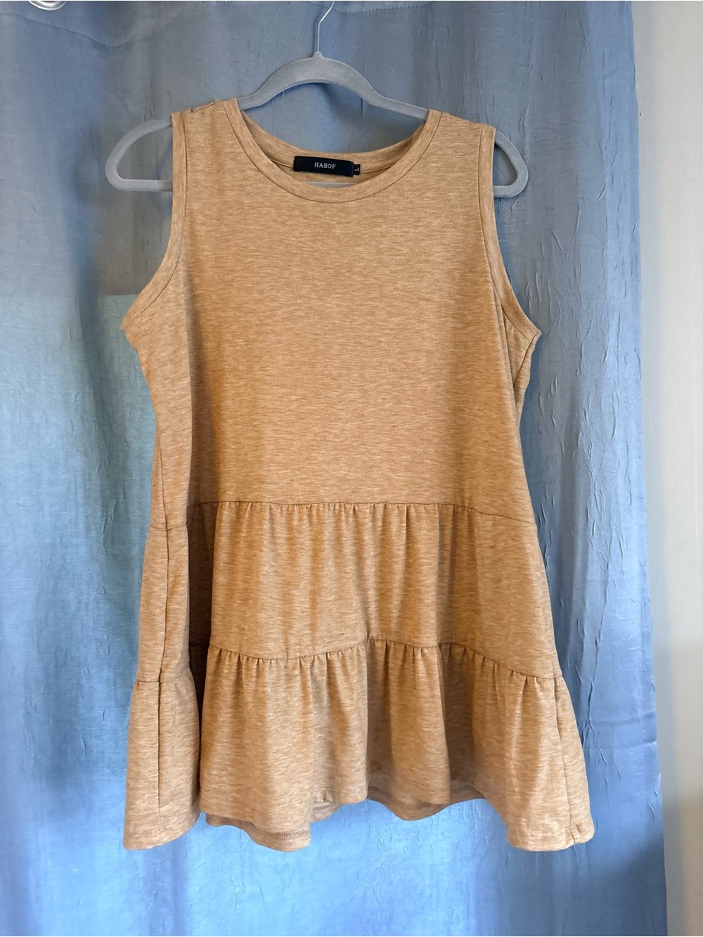 Kali Beige Sleeveless Tiered Tank Top
